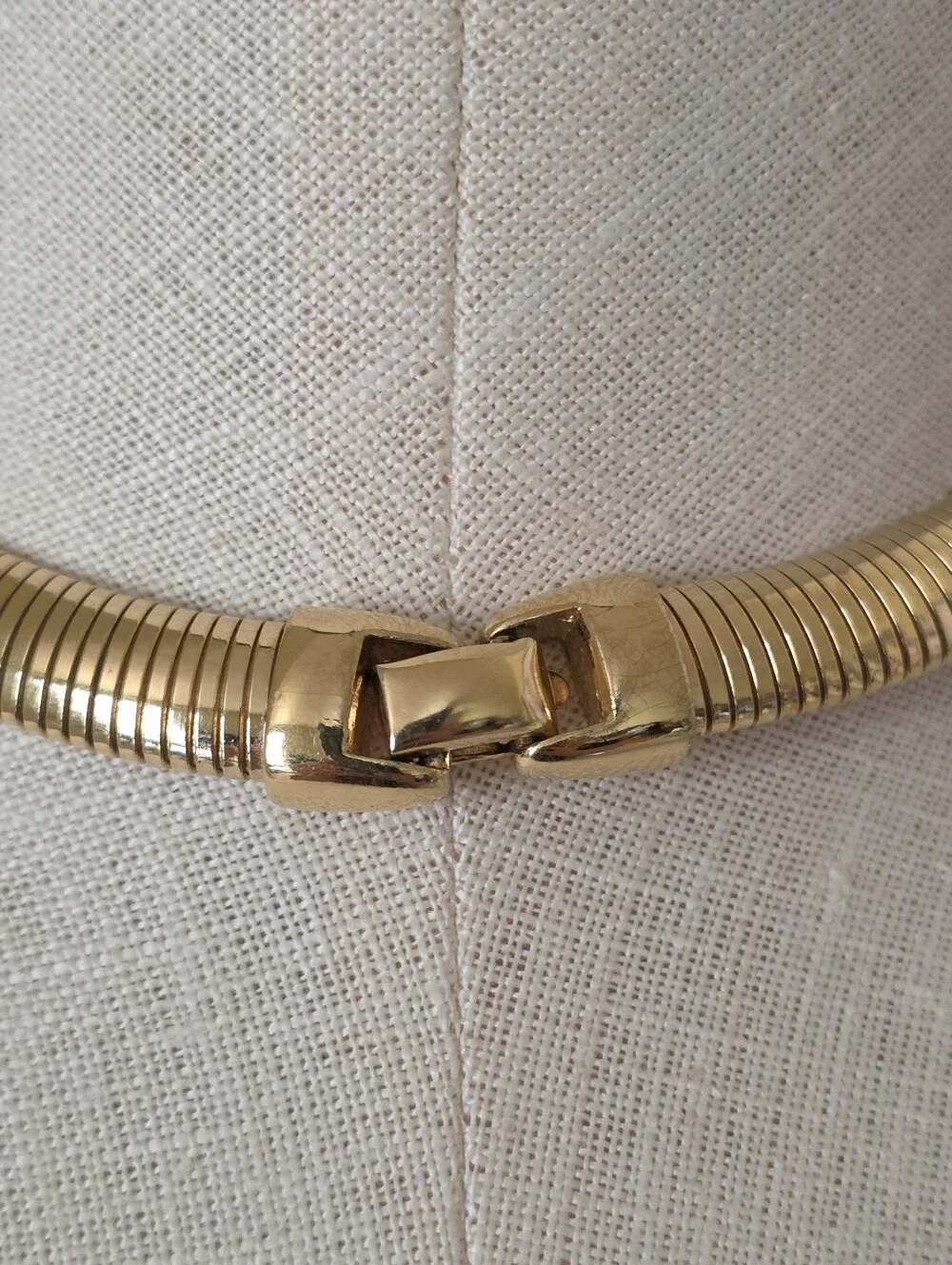 Vintage Napier Collar Necklace Gold Black & Red Enamel  Modernist Deco Choker